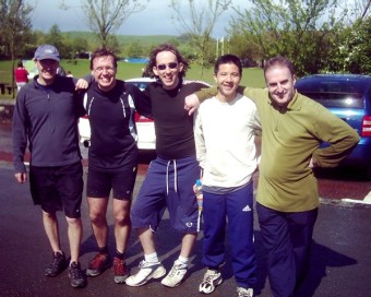 The Team after Stage 1, a bit damp but happy!