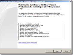 SP2010InstallPreReqisitesOptions